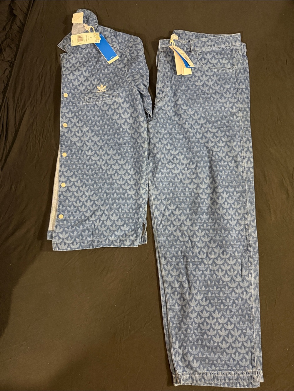 adidas Light Blue Trefoil Snap-Front Denim Set